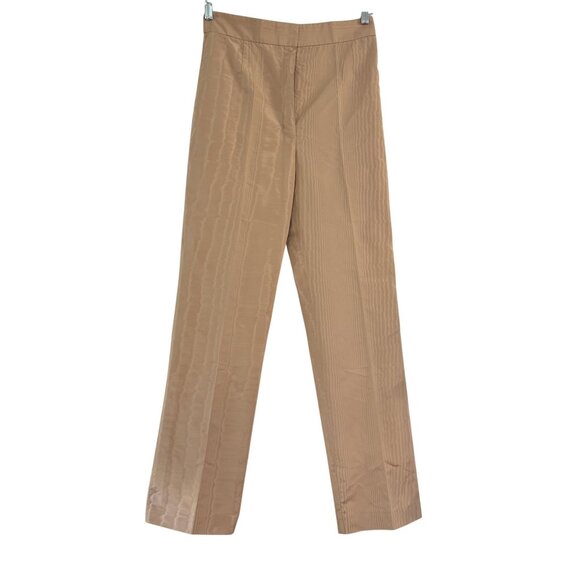 The Row Pants - The Row Womens Beige Silk-Blend Straight Leg Trousers Minimalist Luxury Pants